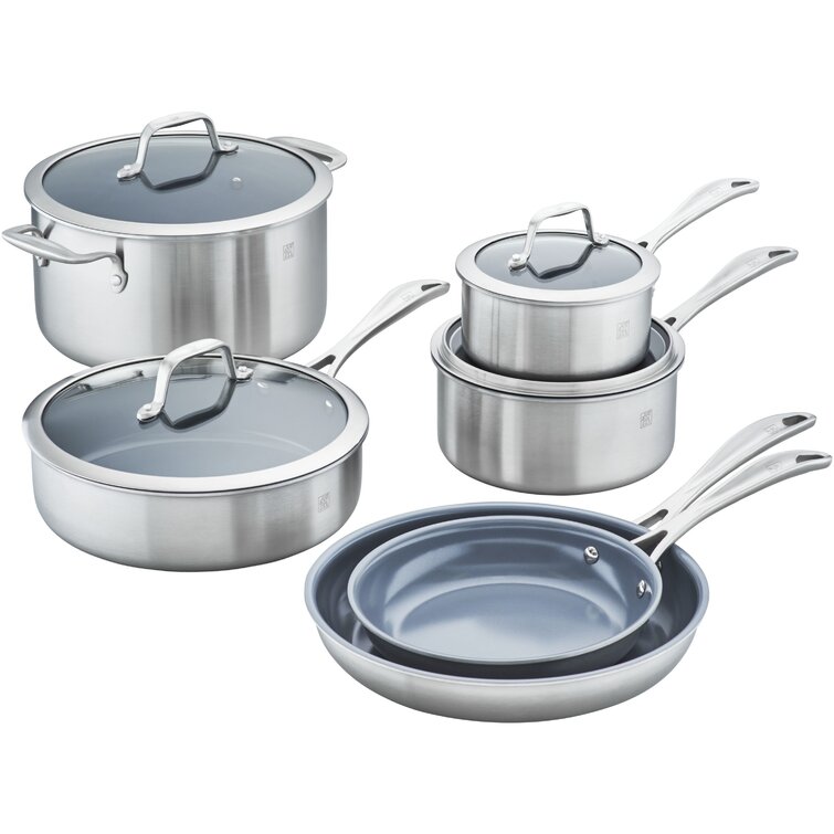 Zwilling Spirit 3-ply 10-piece Stainless Steel Ceramic Nonstick Cookware Set